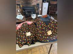 Fabric bags, plate storage covers and holiday vests.