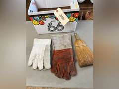 Whisk broom and 2 pair of heavy gloves.