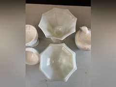 Milk Glass containers. 2 are Avon.
