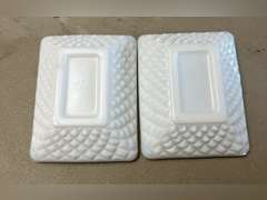 Napco pedestal milk glass dish, footed milk glass and other pieces. See photos.