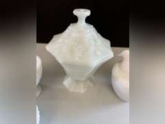 Milk Glass containers. 2 are Avon.