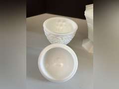 Milk Glass containers. 2 are Avon.