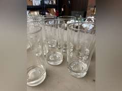 13 Drinking glasses, 2 different patterns.