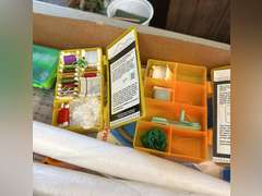 Pattern board, Tapestries and sewing supplies.