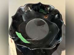 Luminary Noir plate & bowl. Cranberry glass.