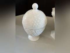 Milk Glass containers. 2 are Avon.