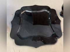 Luminary Noir plate & bowl. Cranberry glass.