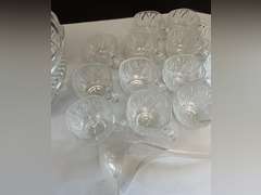 Glass Punch Bowl (5.5” x 10”), plastic ladle, cup holders and 17 cups.