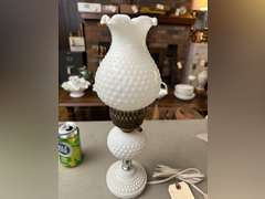 Hale milk glass lamp, 15 inches tall, did not test