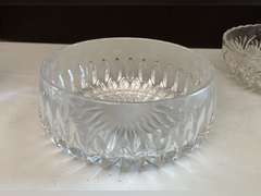 2 Sawtooth Lions Head compote dishes, leaded crystal bowl, salt holder which is cracked and additional clear glass pieces.