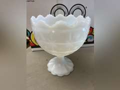 Napco pedestal milk glass dish, footed milk glass and other pieces. See photos.