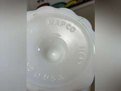 Napco pedestal milk glass dish, footed milk glass and other pieces. See photos.