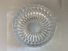 2 Sawtooth Lions Head compote dishes, leaded crystal bowl, salt holder which is cracked and additional clear glass pieces.