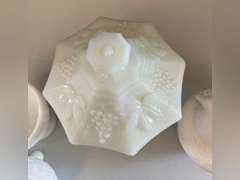 Milk Glass containers. 2 are Avon.