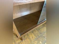 Glass front bookcase, 35 1/2 inches tall by 35 1/2 inches wide by 12 inches deep