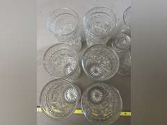 13 Drinking glasses, 2 different patterns.