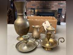 Decorative brass items.