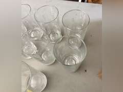 13 Drinking glasses, 2 different patterns.