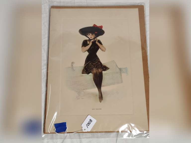 Henry Hutt / Leslie Judge Co. Print "Dry Goods", approximately 15X11 in