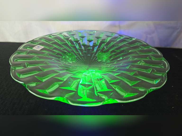 Footed Uranium Glass Dish