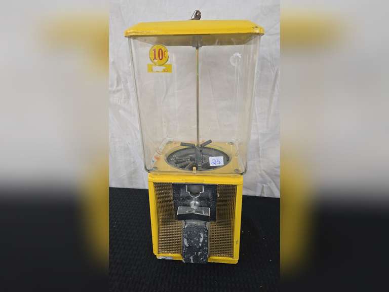 10 Cent Gumball Machine with Key, Plastic Top, Metal Base