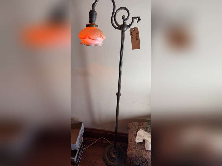 Floor lamp with glass shade - 56 inches tall