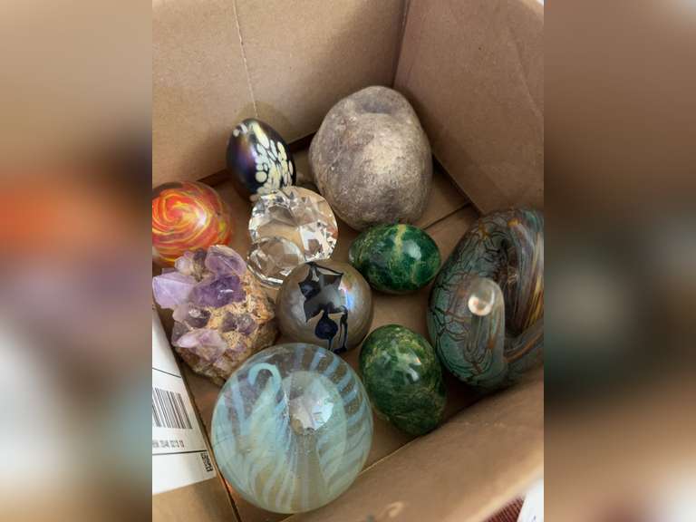 Glass, stone, rock paper weights