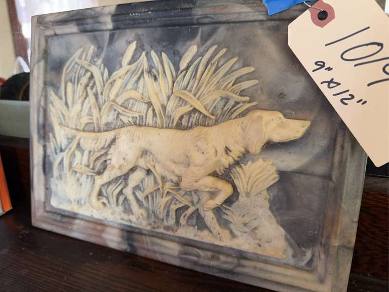 Carved soapstone? Plaque - 12x9
