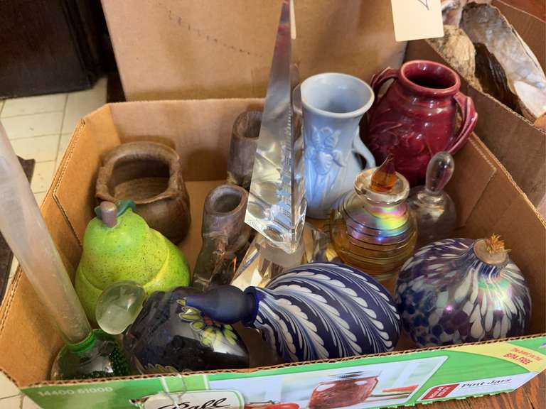 Pottery vases, art glass items, and miscellaneous