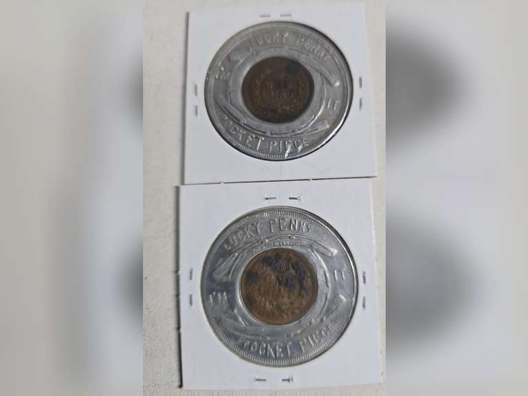 2 - 1901 Pan American Exposition Encased Indian Cent Souvenir "Good ...