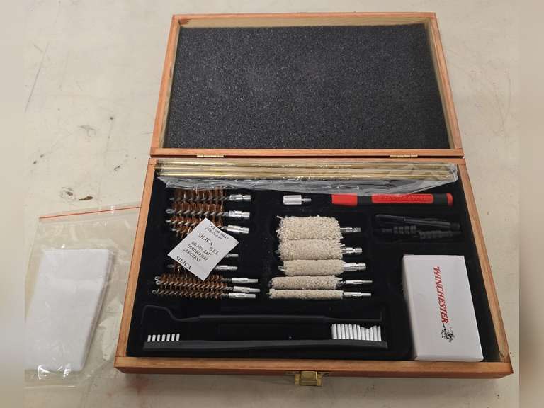 Gun cleaner kit in wooden box - Northern Kentucky Auction, LLC