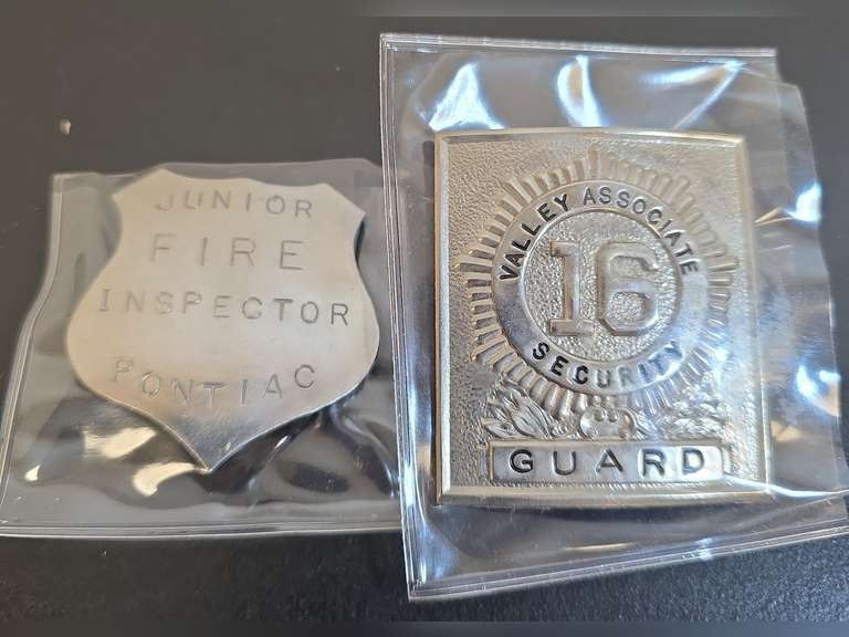 Valley Associate Security Hat Badge & JR Fire Inspector Badge - Pontiac ...