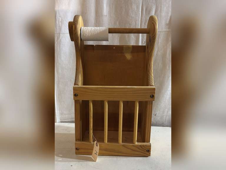 Wooden toilet paper holder, approximately 7x12x20