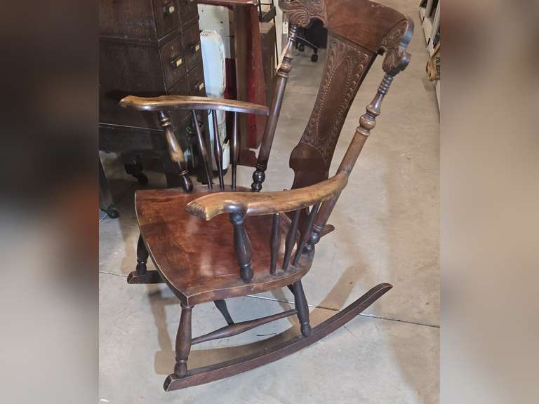 Antique pressed wood rocking chair