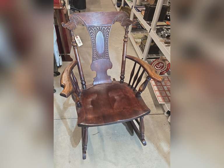 Antique pressed wood rocking chair