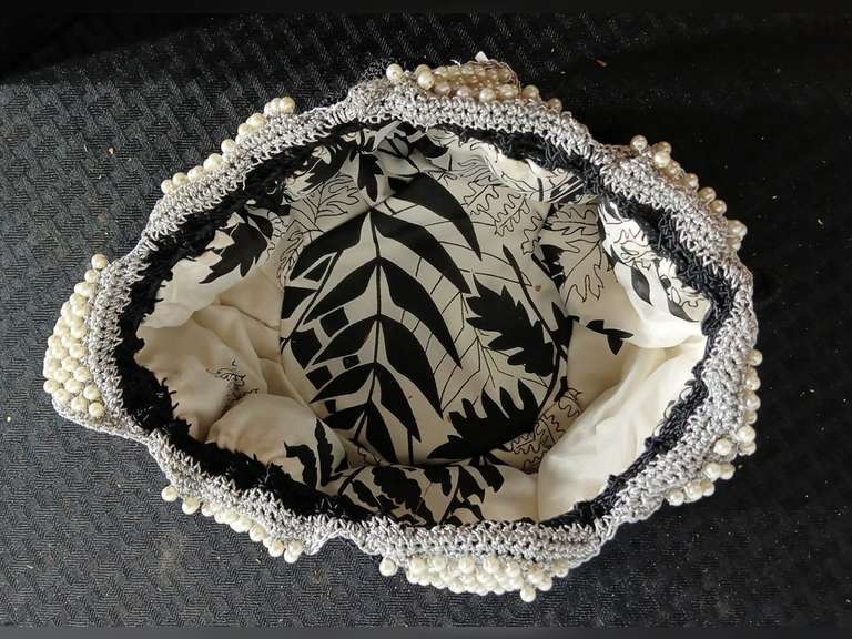 Drawstring Hand Bad with Pearl Applique