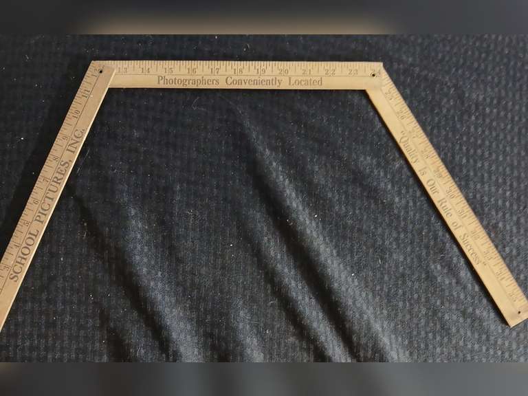 Vintage Tri-fold Advertising Wooden Ruler - Graham School Pictures Bowling Green Ky