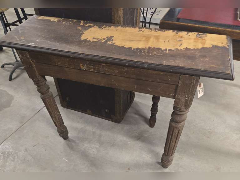 2 Table ends made to be 2 legged wall shelves, approximately 14x42x28