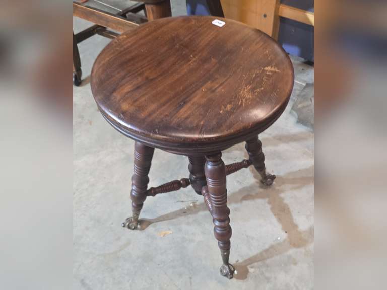 Antique glass ball feet, piano stool, adjustable sest