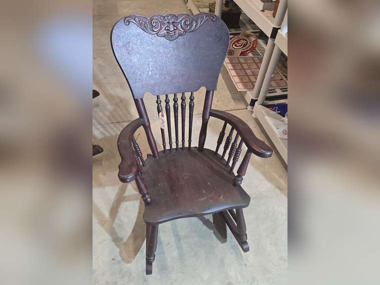 Antique pressed wood child's rocking chair