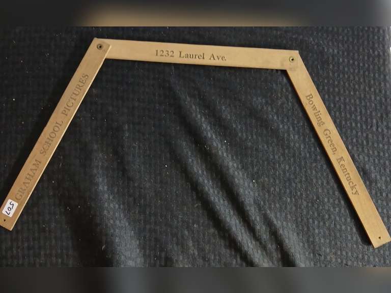 Vintage Tri-fold Advertising Wooden Ruler - Graham School Pictures Bowling Green Ky