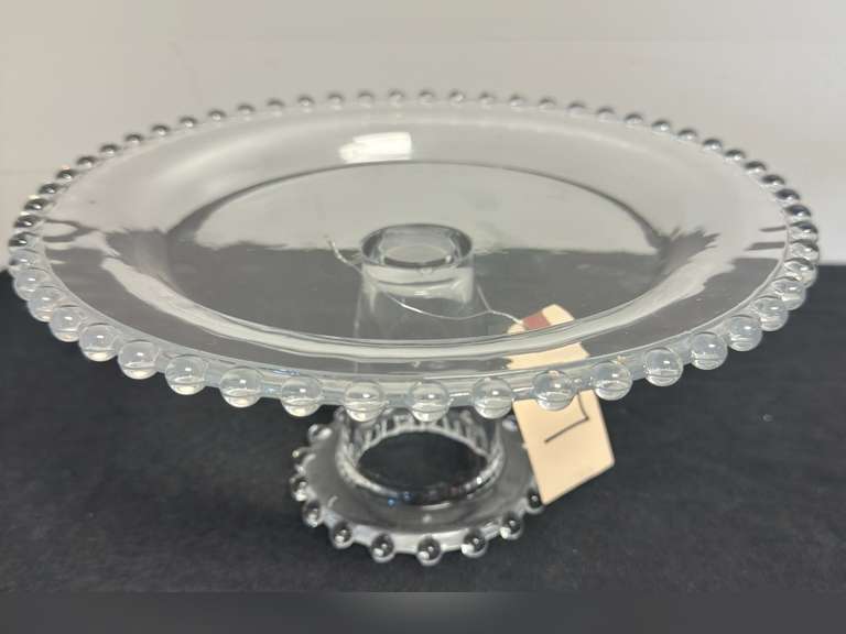 Fostoria 12" Diameter Glass Beaded Cake Stand/Pedestal