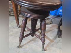 Antique glass ball feet, piano stool, adjustable sest