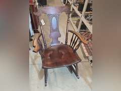 Antique pressed wood rocking chair