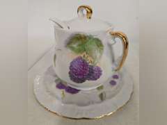 Porcelain Dish with Matching Honey Jar with Spoon