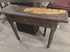 2 Table ends made to be 2 legged wall shelves, approximately 14x42x28