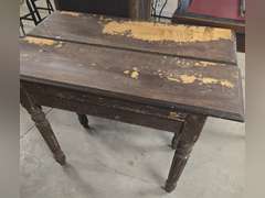 2 Table ends made to be 2 legged wall shelves, approximately 14x42x28
