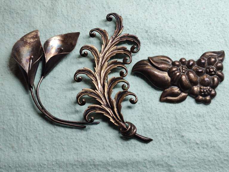 3 Sterling silver brooch pins