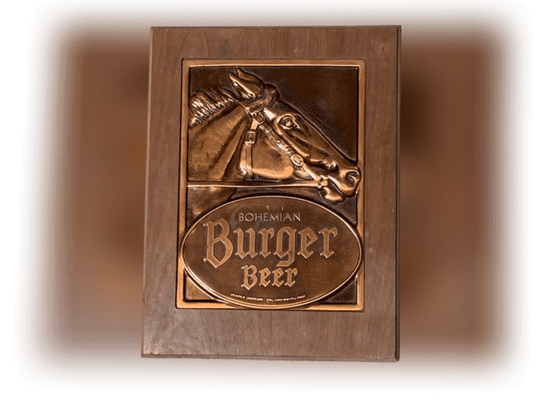 Burger Beer Horse Sign Bruce Fox Copper Art- Cincinnati, Ohio, minor wear- 1940’s - 14" x 10”