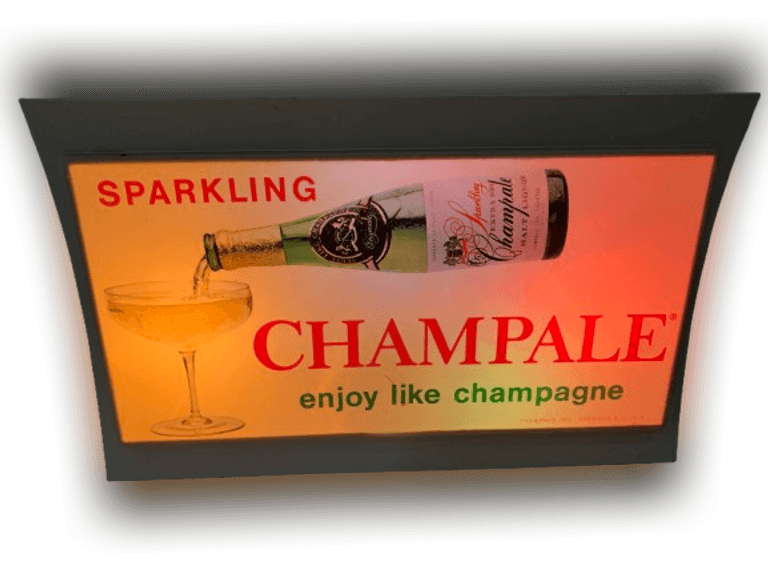 Champale Beer Lighted Motion Sign - C. 1960’s- Funky Blinking Colors Has Bottle Logo, Works Great, -has A Dent On Black Label Area Of The Bottle  12" X 7 1/2" X 4“